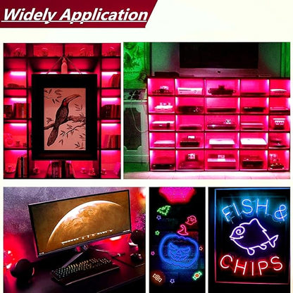 Ourbest 5in1 Electroluminescent Neon Strip Light Wire, EL Wire Lights Battery Pack for Cosplay Party Decoration 3Mode Stay/Slow/Fast Flash(10Pack 3Ft with 2 Battery Boxes Red)