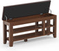 Shoe Bench for Entryway, Solid Rubberwood Shoe Bench with Hidden Storage, Adjustable 2-Tier Shelves & Soft PU Leather Seat, Shoe Rack Durable Easy Assembly for Hallway or Bedroom - Brown, 47.28"
