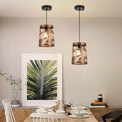 Rustic Bear Pendant Lights, 1-Light Brushed Bronze Round E26 Base Cage Metal Fixture Adjustable Hanging Height for Kitchen Island, Hallway, Dining Room,Foyer,Bedroom(No Bulb Included)