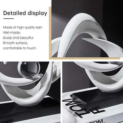 FJS Abstract Art Statues for Home Decor, White 4 Pointed Star Sculpture, 10.8" H Modern Coffee Table Bookshelf Decor Accents, Decorations for Living Room Dining Room Office Hotel (White)
