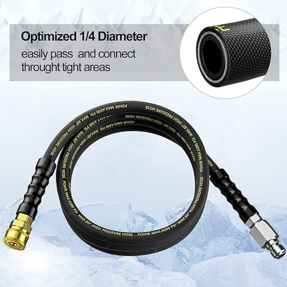 POHIR Pressure Washer Whip Hose - 10 FT, 4200PSI, Replacement Hose Reel Connector, Short Power Washer Hose with 3/8'' Quick Connect, Steel Wire Braid Pressure Hose