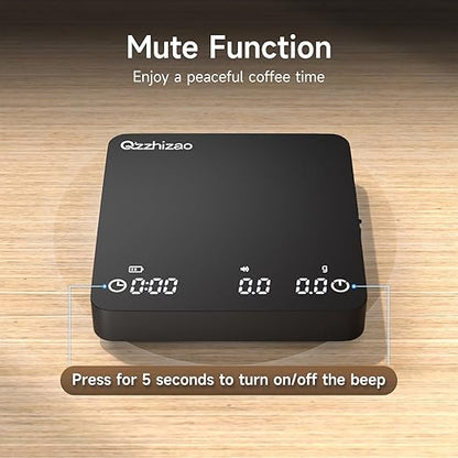 Digital Coffee Scale, 2kg/0.1g High Precision Mini Espresso Coffee Scale with Timer, Rechargeable, for Espresso and Pour-Over Coffee