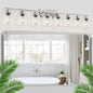 Modern Brushed Nickel 8 Light Bathroom Light Fixtures,52 inch Vanity Lights with Clear Glass, Bathroom Light Fixture for Mirror Kitchen Living Room Hallway Cabinet Porch