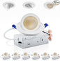 Adetu 3 Inch 5CCT Gimbal Led Recessed Lighting with Junction Box, 2700K/3000K/3500K/4000K/5000K Selectable, 7W Eqv 80W, 360°+90° Adjustable Recessed Lights, 800LM Brightness - ETL (White, 6 Pack)