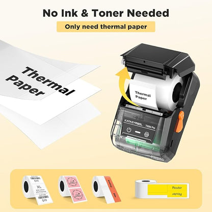 SUPVAN T50M Pro Bluetooth Label Maker Machine with 4 Tapes, Wide Waterproof Label, Versatile App with 40 Fonts and 650+ Icons, Inkless Labeler for Home, Kitchen, School, Office Organization, Black