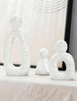 Abstract Family of 3 Figurines Modern Sculptures - Minimalist Home Decor for TV Stand, Bookshelf, Living Room | Decorative Accents and Gift Ideas as Knick Knacks for Shelves (White)