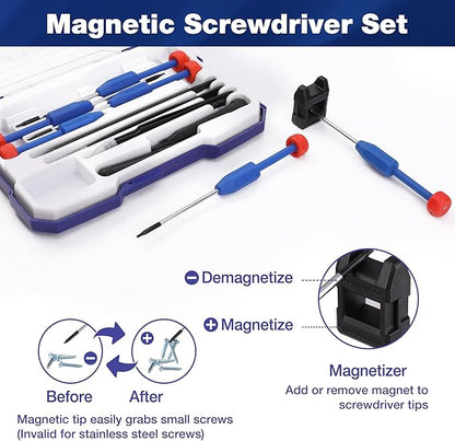 WORKPRO 12 in 1 Torx Screwdriver Set with T3 T4 T5 T6 T8 T10 Security Torx Bit & Precision Magnetic Screwdrivers, Tweezers,Pry Bars, Spudger for Eyeglass, Watch, Computer, Phone, with Case