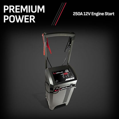 Schumacher Electric Wheeled Automatic 6A Car Battery Charger and 250A Engine Starter, 6-in-1 Solution, Maintainer, 40A Boost, for 6V/12V Power Sport, Automotive, and Marine Batteries, SC1325