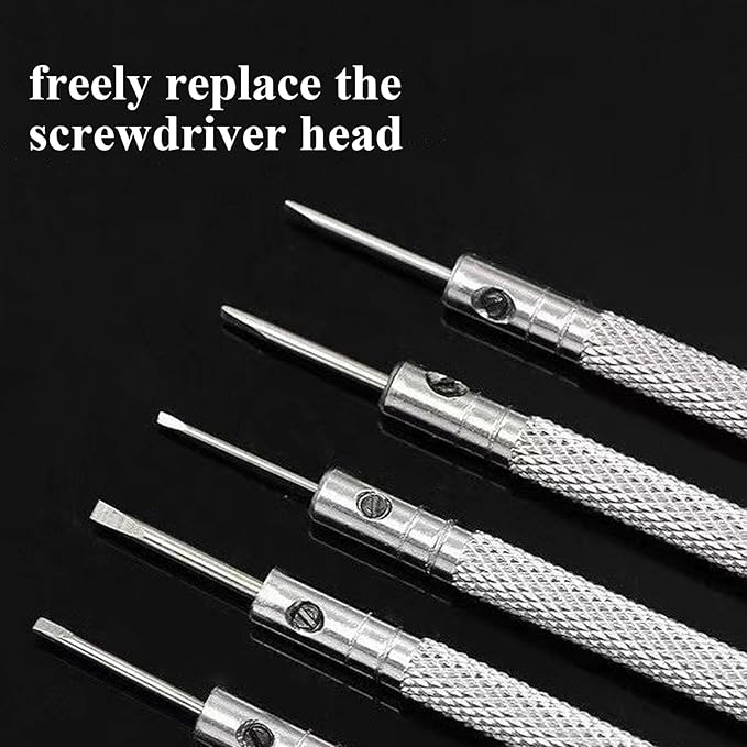 Precision Screwdriver Set,0.8-1.6mm Professional Screwdriver Kit Fit for Watch,Eyeglasses and Electronics Repair with 5 Extra Replace Blades