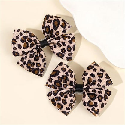 Baby girls leopard hair bow Clips Pin,leopard print bow hairpin for women(FD62-Leopard 3)