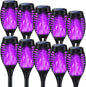 Outdoor Halloween Decorations, 10Pack Purple Flickering Flame Solar Torch Light for Yard Decorations, Waterproof Halloween Lights Outdoor, Solar Lights for Outside Decor Garden Patio Lawn Path Scary