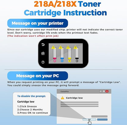218A Toner Cartridges 4 Pack Color Laser Jet Pro 3201, MFP 3301 (with CHIP) Compatible for HP 218A 218X Toner Cartridge | HP218A HP218X Works with Color Laser Pro 3201dw MFP 3301fdw 3301sdw 3301cdw