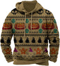 Halloween Hoodie Men Graphic Pumpkin Ghost Printed Sweatshirt Casual Trendy Long Sleeve Halloween Hooded Tops with Pockets