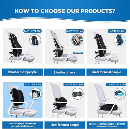 Niceeday Lumbar Support Pillow for Office Chair Car, Gaming Chair Lower Back Pain Relief Memory Foam Cushion with 3D Mesh Cover Ergonomic Orthopedic Back Rest Lower Back Support