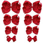 Oaoleer 8PCS Hair Bows for Girls Red Grosgrain Ribbon Boutique Bow Alligator Clips Hair Accessories for Toddlers Little Girls Kids (8inch, 6inch, 4.5inch, 3inch in Pair)