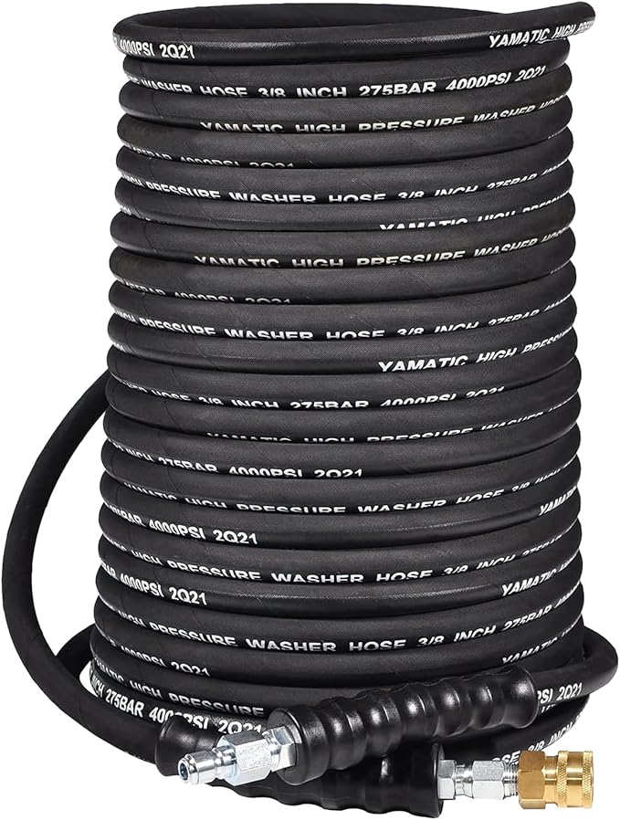 YAMATIC 3/8" Kink Resistant Pressure Washer Hose 125FT, Swivel 3/8" Quick Connector, 4000 PSI High Durability Cold Hot Water Max. 212°F, Fit Most Residential and Commercial Pressure Washer