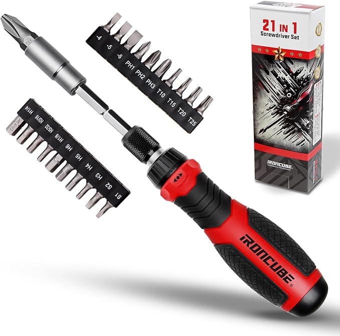 Multi Ratcheting Screwdriver Set: 21 in 1 Magnetic Multiple bits Suitable for Everyday Household Use