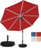 Sundale Outdoor Olefin 5-Year-Non-Fading Solar 88 LED 10FT Solar Patio Umbrella with Sand Bag Base, Outdoor Umbrella with Tilt and Crank, Red