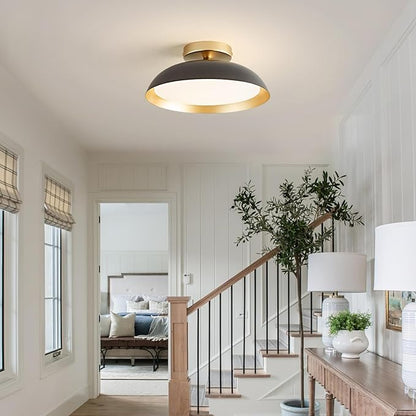 OKELI LED Flush Mount Ceiling Light Fixture, 24W Dimmable 5CCT Modern Black Gold Ceiling Light, 11.8 Inch Close to Ceiling Lighting for Bedroom Kitchen Living Room Hallway