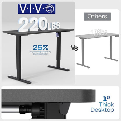VIVO Electric 55 x 28 in Standing Desk, Memory Height Adjustment, 1B Series, Holds 220 lbs, One-Piece Rustic Vintage Brown Top, Black Frame, DESK-KIT-1B55N