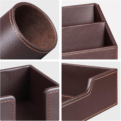 Desk Accessories and Workspace Organizers, 6 PCS Office Supplies Organization Set- Pencil Cup, Business Card Holder, Sticky Note Dispenser, Mail Sorter, Letter Tray, Files Holder, Desktop Caddy