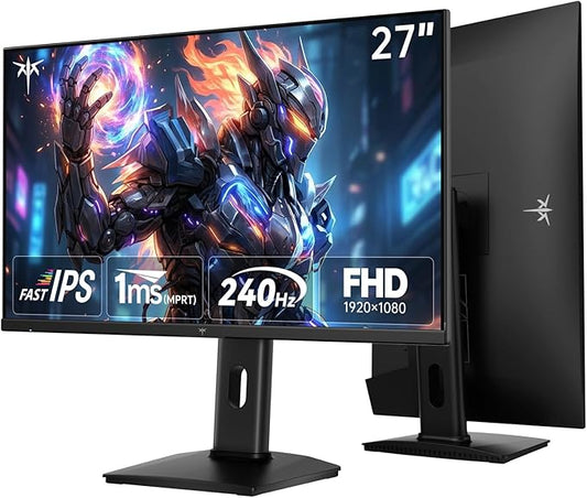 KTC 27 Inch 240Hz Gaming Monitor - FHD 1080P Monitor Fast IPS with Adaptive Sync, 1ms(MPRT), 131% sRGB, HDMI Displayport, Tilt Pivot Height Adjustment, Vesa Monitor, White, H27F7