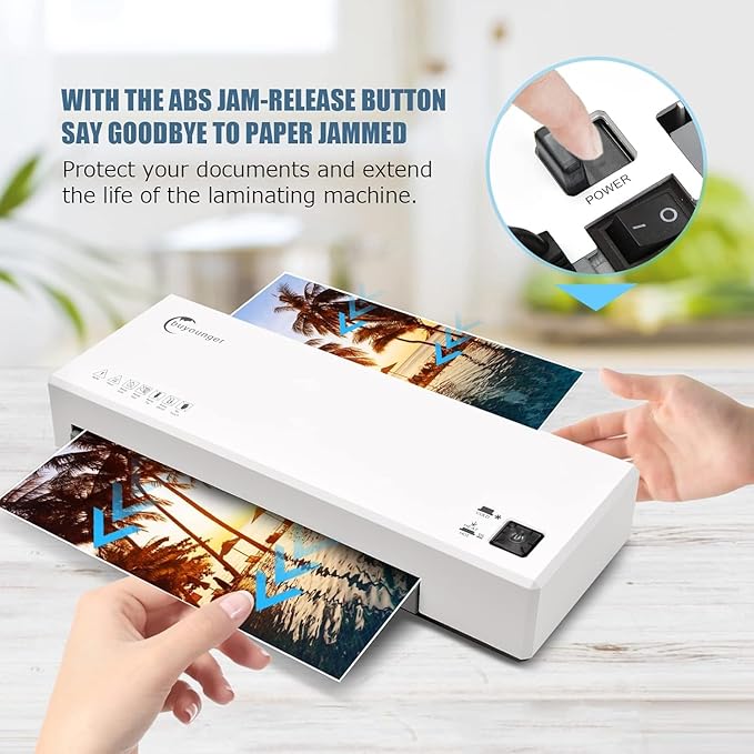Buyounger Laminator Machine with 40 Laminating Sheets, A4 Laminator Thermal and Cold with Paper Trimmer & Corner Rounder, 9-Inch Laminating Machine for Home School Office