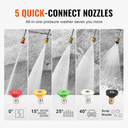 VEVOR Gas Pressure Washer, 3500 PSI 2.6 GPM, Gas Powered Pressure Washer with Aluminum Pump, Spray Gun and Extension Wand, 5 Nozzle Set, for Cars, Fences, Homes, Driveways, Patios Furniture Horizontal