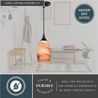 VAXCEL Milano Bronze Mini Pendant Ceiling Light Amber Swirl Glass