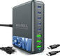 USB C Charger Block, 525W 8-Port GaN Fast Charging Station Hub with 100W Cable, Dual PD 100W Multi-Device USB C Wall Charger Adapter for iPhone 17 16 15, MacBook, Laptop, iPad, Samsung Galaxy and More
