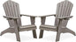 Psilvam Oversized Adirondack Chair, Fade-Resistant & Odor-Free Poly Lumber Fire Pit Chairs with Cup Holder, Weatherproof Lawn Chair, Easy 15 Min Install Patio Chair, 350 Lbs Support (2, Light Gray)