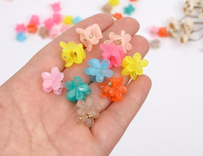 50 Pcs Colorful Mini Hair Claw Small Hair Clips Clamps Hair Accessories for Baby Girl Decorative Bun Tiny Hair Clips (Set-B)