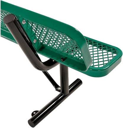 Global Industrial 8'L Heavy Duty Expanded Metal Mesh Bench with Backrest with Steel Frame, Portable Outdoor Bench, 1000 lbs Capacity, Green, 96" L x 24" W x 33" H