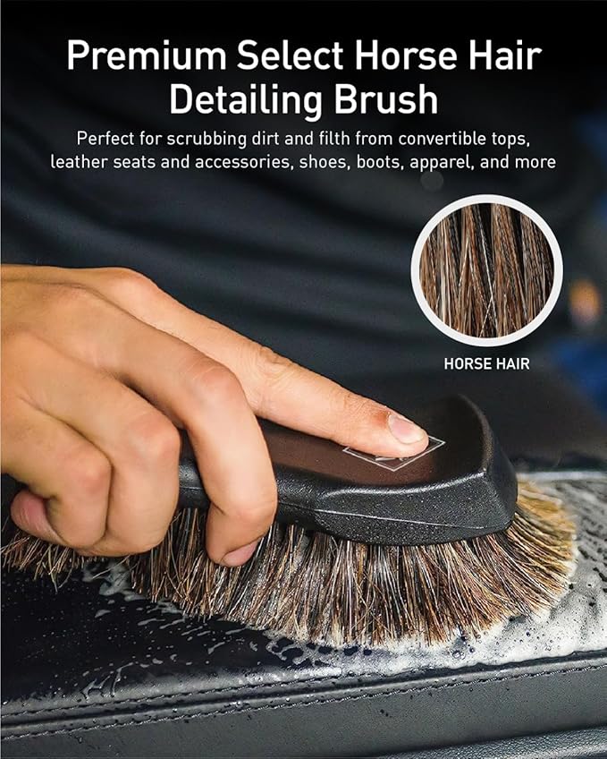Fantasticlean 9PCS Car Interior Detailing Set, Microfiber Cloth & Applicator, Double-Head Detailing Brushes, Natural Bristles, Scratch-Free, Ultra-Soft for Seats Leather Care or Cleaning