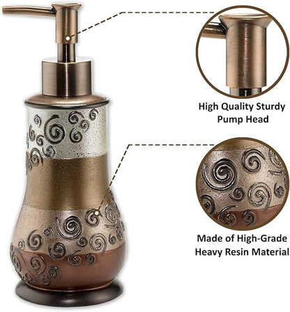 Zahari Home 4pc Miramar Bathroom Accessories Sets Lotion Pump, Tumbler, Tooth Brush Holder and Soap Dish Unique Design Multi Color Bathroom Set
