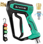 Short Pressure Washer Gun Pro - 5000 PSI/10.5 GPM Heavy-Duty Power Washer Gun w/ 5 Nozzles & 360° Anti-Kink Swivel-3/8 & 1/4" Quick Connect Compatible Foam Cannon/Dual Connecto/Car Wash Kit
