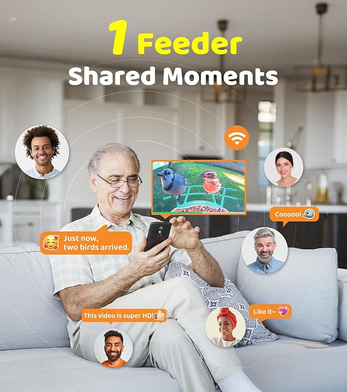 HIXX Smart Bird Feeder with Camera, AI Identify Birds & Auto Capture, 2K HD Live Camera Birdwatching with Color Night Vision for Bird Lovers Gifts (Blue)