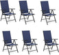 MFSTUDIO Patio Folding Chairs Set of 6, Outdoor Patio Dining Chairs, Portable Blue Sling Patio Chairs, 7 Levels Adjustable Sling Back Chairs for Backyard Lawn Garden