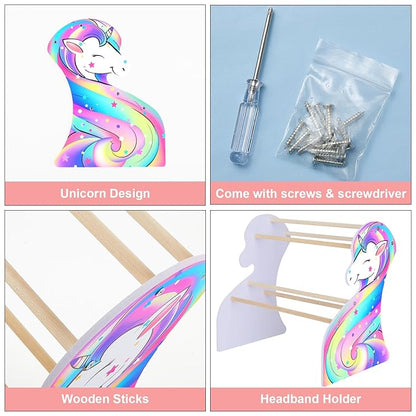 FIOBEE Girls Headband Holder Organizer Unicorn Headband Storage Hair Accessories Organizer Hairband Display Stand Home Room Decors for Kids