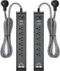 25FT Surge Protector Power Strip - 2 Pack Extension Cord with 6 Outlets 4 USB Ports, Flat Plug, 900 Joules, 15A Circuit Breaker, Wall Mount for Home Office, Dorm Essentials