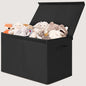 INDRESSME 122L Large Toy Storage Box with Lid, Toy Storage Organizer, Toy Baskets with Dividers for Playroom, Bedroom, Closet, Storage Bins for Kids, Boys Girls 26"x17"x17" (Black)