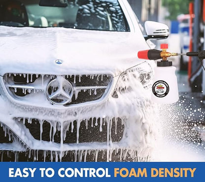 High Pressure Foam Cannon for Pressure Washer, 1L Heavy-Duty Car Wash Sprayer with Brass Connector, Fits Most Pressure Washers, Includes Microfiber Gloves