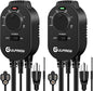 2 Pcs Plug in Thermostat for Heater, Thermostat Plug Outlet with 4.9FT Power Cord, Heating and Cooling Thermostats Outlet with Temperature Probe for Space Heater, Greenhouse Fan (Black)