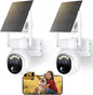 Solar Security Cameras Wireless Outdoor 2Packs -2K WiFi Cameras for Home Security with Solar/Battery Powered,360° PTZ Outdoor Camera, Wireless Outdoor Camera