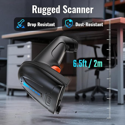 Tera 1D 2D QR Barcode Scanner Wireless and Wired with Battery Level Indicator Digital Printed Bar Code Reader Cordless Handheld Barcode Scanner Compact Plug and Play Model D5100