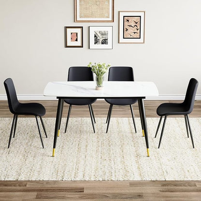 50'' Dining Table Set for 4, Dining Room Sets for 4, Sintered Stone Dining Table Chairs Set of 4, Easy to Assemble，Suitable for Small Spaces