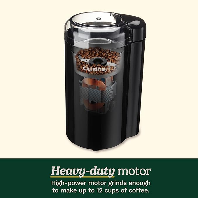 Cuisinart Coffee Grinder, One Touch Control Coffee Bean Grinder with Stainless Steel Bowl and Blades, 2.5 oz/70g Capacity Enough for 12 Cups, On/Off Switch with Safety Interlock, DCG-20BKN, Black