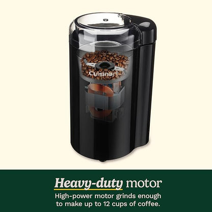 Cuisinart Coffee Grinder, One Touch Control Coffee Bean Grinder with Stainless Steel Bowl and Blades, 2.5 oz/70g Capacity Enough for 12 Cups, On/Off Switch with Safety Interlock, DCG-20BKN, Black