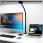 LED Desk Lamp for Home Office, Double Head Computer Monitor Light with Clamp, 5 Color Modes and 3 Brightness Levels, Long Flexible Goose-Neck, USB Eye-Caring Clip on Lights for Reading, Black