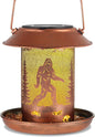 Bird Feeders for Outdoors Solar Lanterns Outdoor Waterproof Bigfoot Hanging Garden Decor Birthdays for Women Mom Metal Solar Decoration Outside for Yard, Patio, Lawn(Sasquatch Pattern)